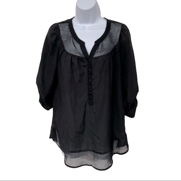 𝅺❤️ THE LIMITED Black Roll Tab Blouse Size S ❤️ - Picture 1 of 8